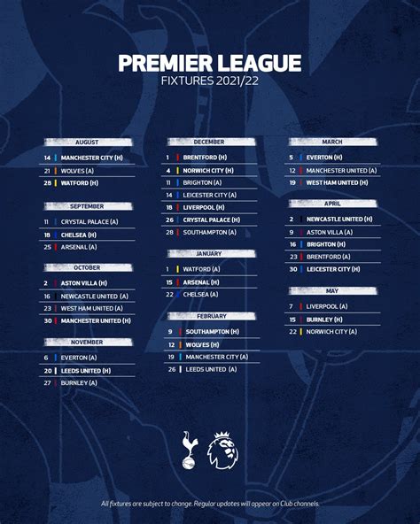 premier league schedule tottenham